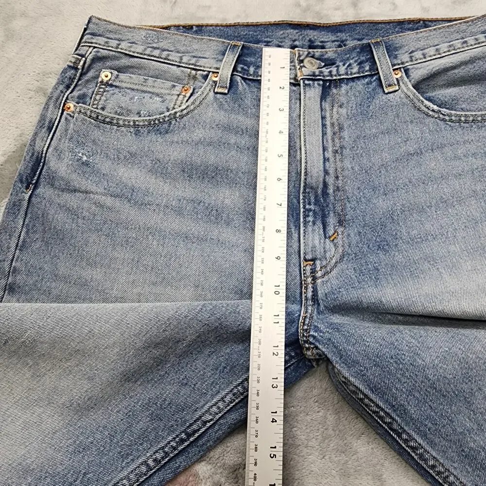 Levi's Jeans Mens W38 L29 Blue 550 Distressed Relaxed Tapered Fit Straight‎ Leg_10